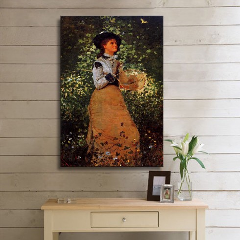 Homer Winslow The Butterfly Girl Kanvas Tablo Homer Winslow The Butterfly Girl Kanvas Tablo