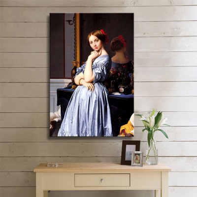 Ingres Jean Auguste Dominique Vicomtess Othenin Haussonvill nee Louise Albertine de Broglie Kanvas Tablo