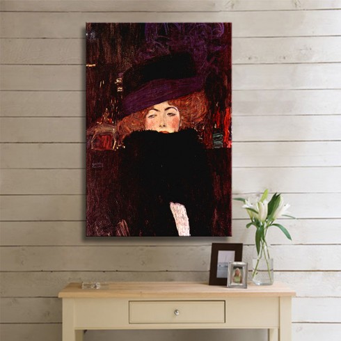 Klimt Gustav Lady With Hat Kanvas Tablo