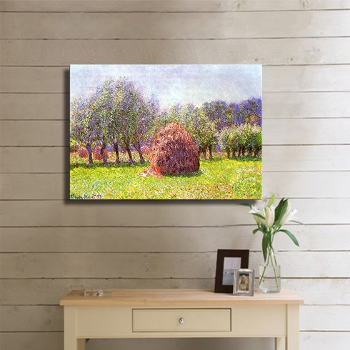 Monet Claude Oscar Heap of Hay in The Field Kanvas Tablo