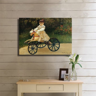 Monet Claude Oscar Jean Monet on His Horse Tricycle Kanvas Tablo