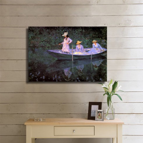 Monet Claude Oscar La Barque at Giverny Kanvas Tablo