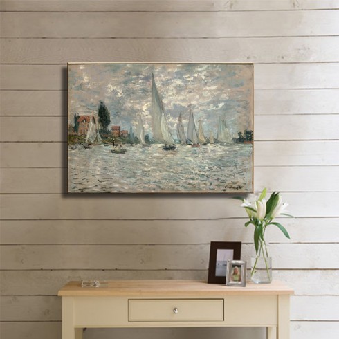 Monet Claude Oscar Les Barques Regates a Argentauil Vers Kanvas Tablo Monet Claude Oscar Les Barques Regates a Argentauil Vers Kanvas Tablo