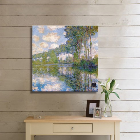 Monet Claude Oscar Pappeln on The Epte Kanvas Tablo Monet Claude Oscar Pappeln on The Epte Kanvas Tablo