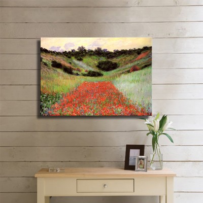 Monet Claude Oscar Poppy Field of Flowers in a Valley at Giverny Kanvas Tablo