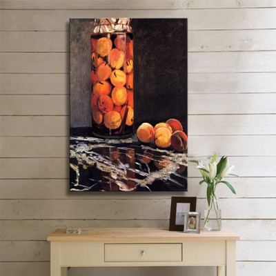 Monet Claude Oscar Pot of Peaches Kanvas Tablo