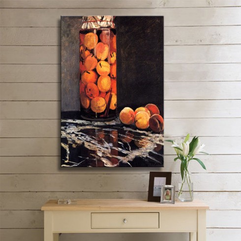Monet Claude Oscar Pot of Peaches Kanvas Tablo