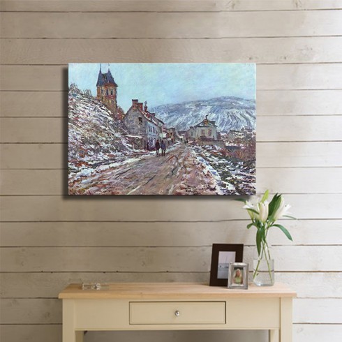 Monet Claude Oscar Street Near Vetheuil in Winter Kanvas Tablo