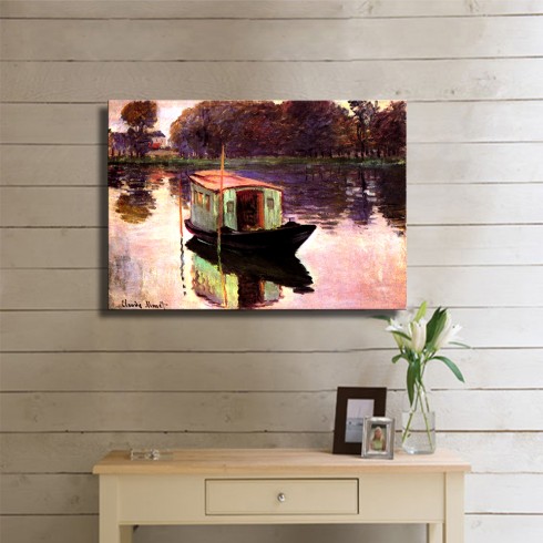 Monet Claude Oscar The Studio Boat Kanvas Tablo
