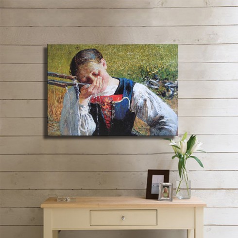 Segantini Giovanni Costume Grigionese Kanvas Tablo