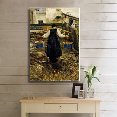 Segantini Giovanni La Portatrice Aqua Kanvas Tablo