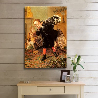 Sophie Gengembre Anderson Christimas Time Here The Gobbler Kanvas Tablo