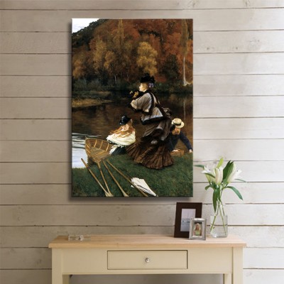Tissot Jacques Joseph Autumn on The Thames Nuneham Courtney Kanvas Tablo
