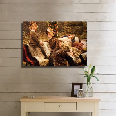 Tissot Jacques Joseph Le Banc de Jardin Kanvas Tablo