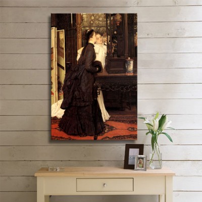 Tissot Jacques Joseph Young Ladies Looking at Japanese Objects Kanvas Tablo