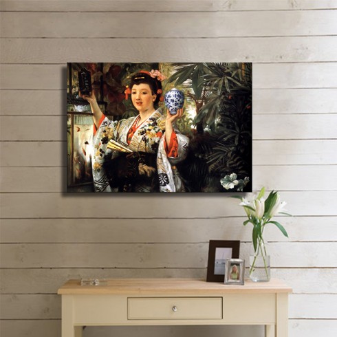 Tissot Jacques Joseph Young Lady Holding Japanese Objects Kanvas Tablo