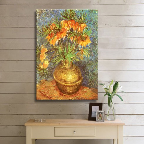 Vincent Van Gogh Crown Imperial Fritillaries in a Copper Vase Kanvas Tablo