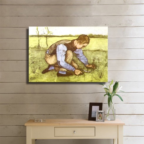 Vincent Van Gogh Boy Cutting Grass With a Sickle Kanvas Tablo Vincent Van Gogh Boy Cutting Grass With a Sickle Kanvas Tablo