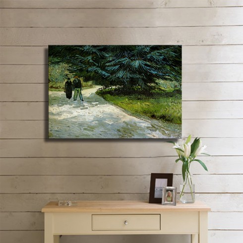 Vincent Van Gogh Couple Walking in The Park Arles Kanvas Tablo