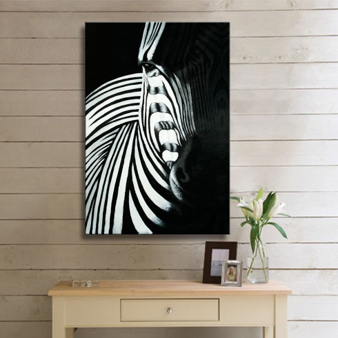 Zebra Siyah Beyaz Kanvas Tablo