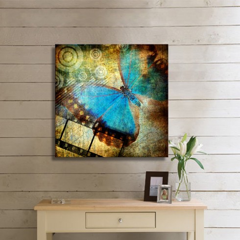 Mavi Morfo Kelebeği Kanvas Tablo
