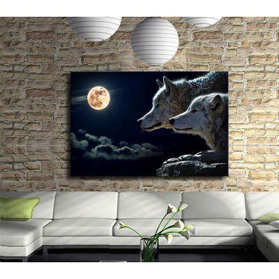 Dolunay ve Kurtlar Kanvas Tablo