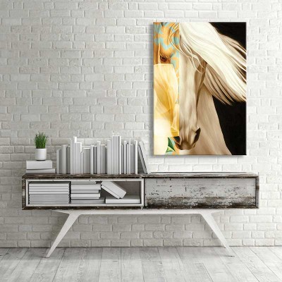 At Resmi Dekoratif Dikey Kanvas Tablo