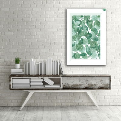Yeşil ve Minimal Dikey Kanvas Tablo