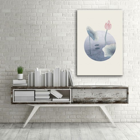 Soft Nilüferler Dikey Kanvas Tablo