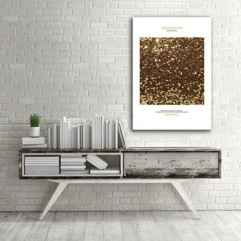Altın Işıltısı Minimal Dikey Kanvas Tablo