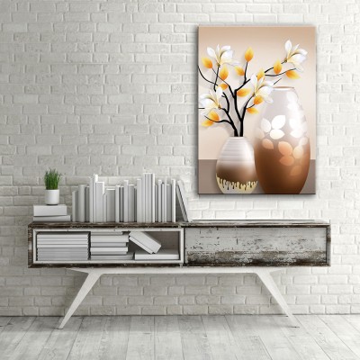 Duvarda ki Vazo Dikey Kanvas Tablo