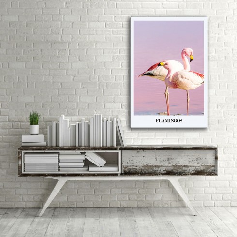 Flamingolar Dekoratif Modern Dikey Kanvas Tablo 