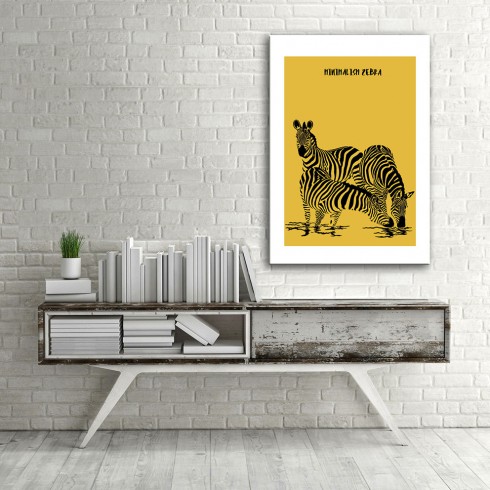 Minimal Zebraların Dünyası Dikey Kanvas Tablo