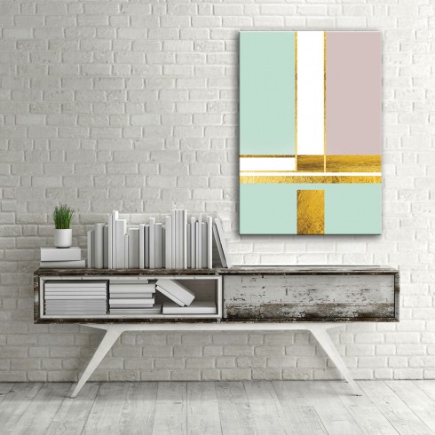 Soft Renkler ve Varak Uyumu Dikey Kanvas Tablo