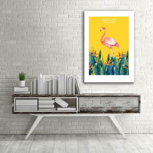 Sarı İçinde Flamingo Dikey Kanvas Tablo Sarı İçinde Flamingo Dikey Kanvas Tablo