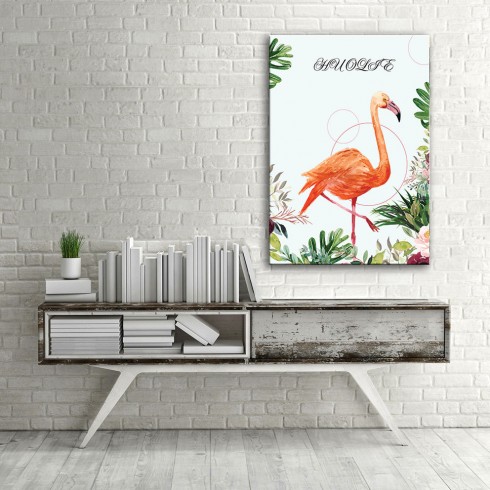 Bay Flamingo Dikey Kanvas Tablo