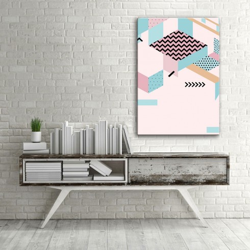 Pembe Simetri Dikey Kanvas Tablo