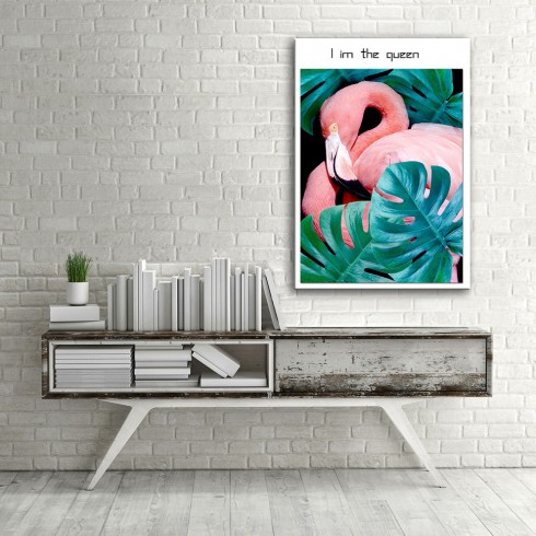 Kraliçe Flamingo Dikey Kanvas Tablo Kraliçe Flamingo Dikey Kanvas Tablo