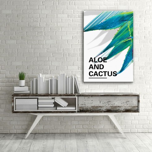 Aloe Vera Kaktüs Dikey Kanvas Tablo