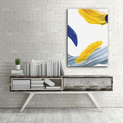 Sarı Tüyler Dikey Kanvas Tablo