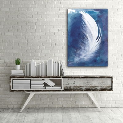 Mavi Tüy Dikey Kanvas Tablo