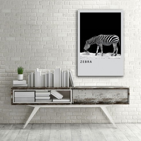 Zebra Siyah Beyaz Dikey Kanvas Tablo