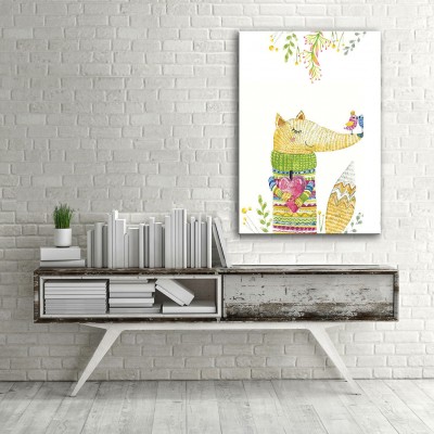 Aşık Tilki Dikey Kanvas Tablo