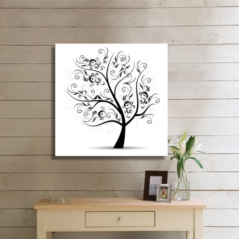 Siyah Beyaz Hayat Ağacı Modern Kanvas Tablo