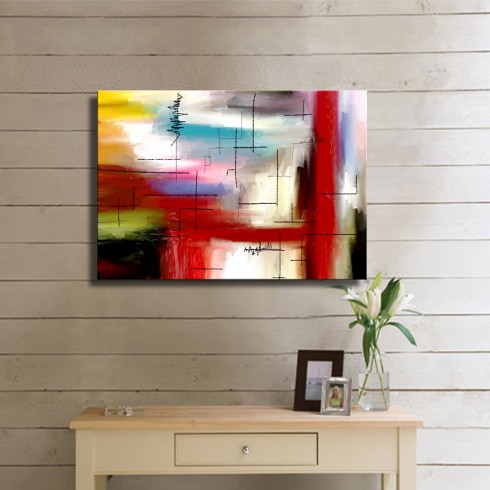 Renkler Ve Çizgiler Soyut Kanvas Tablo