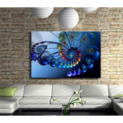 Mavi Tavus Kuşu Modern Kanvas Tablo