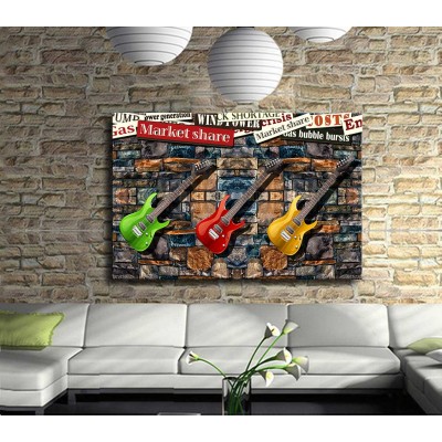 Renkli Gitarlar Modern Soyut Kanvas Tablo