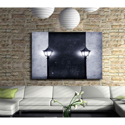 Sokak Lambaları Ve Gece Soyut Kanvas Tablo