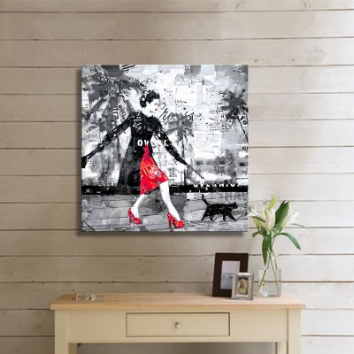 Modern Kadının Şehir Hayatı İnsan Yaşam Kanvas Tablo