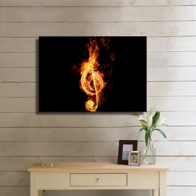 Müziğin Ateşi Sol Anahtarı Soyut Modern Kanvas Tablo